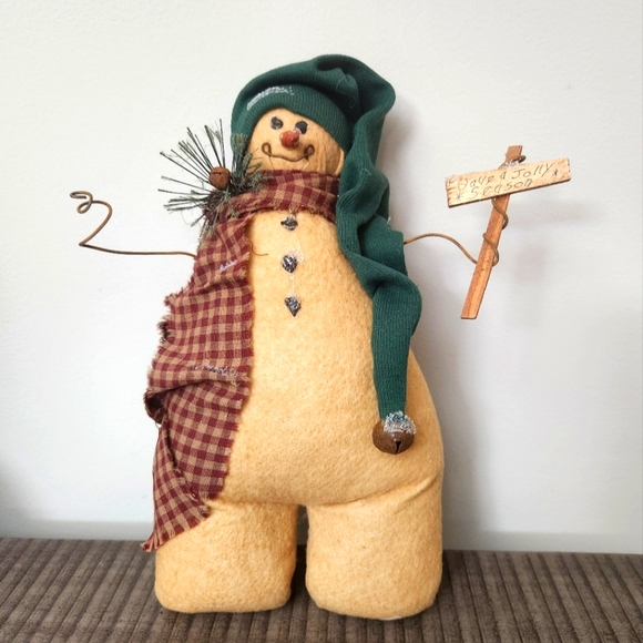 Rustic Handmade Crafted Snowman Winter Holiday Decoration Primitive - Picture 1 of 5